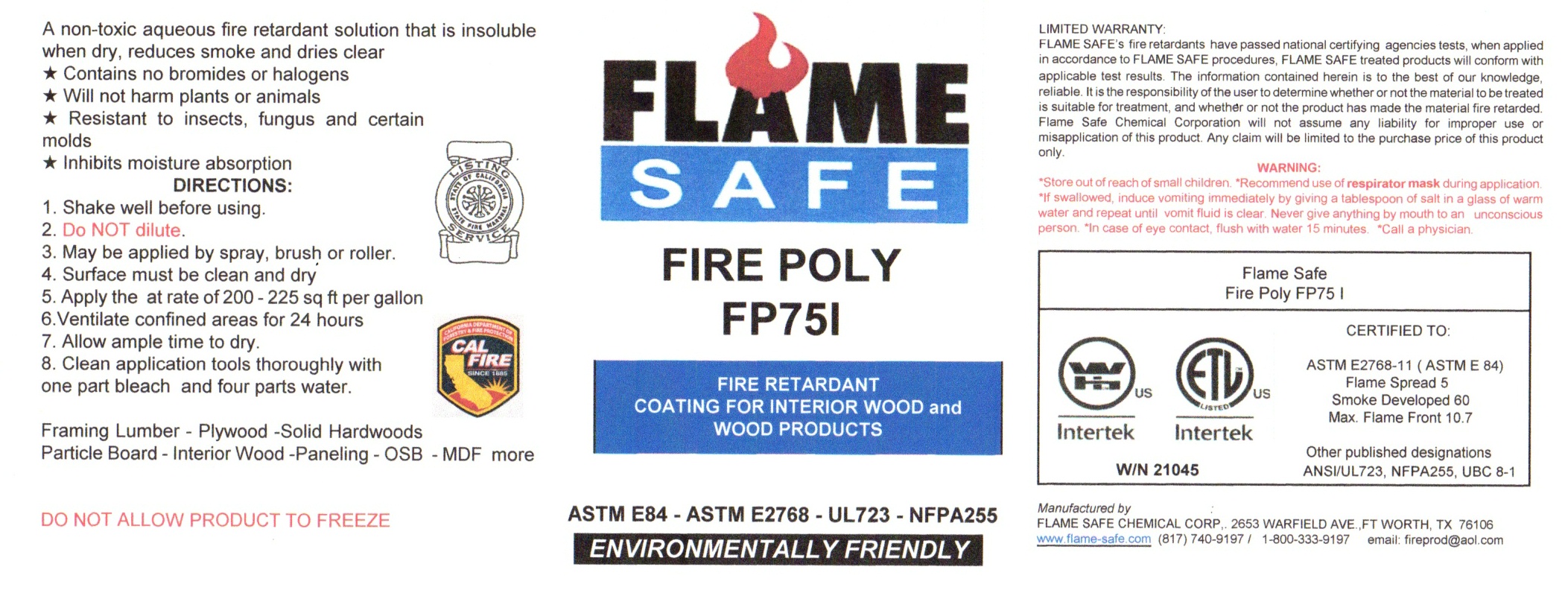 LABEL FIRE POLY FP75I